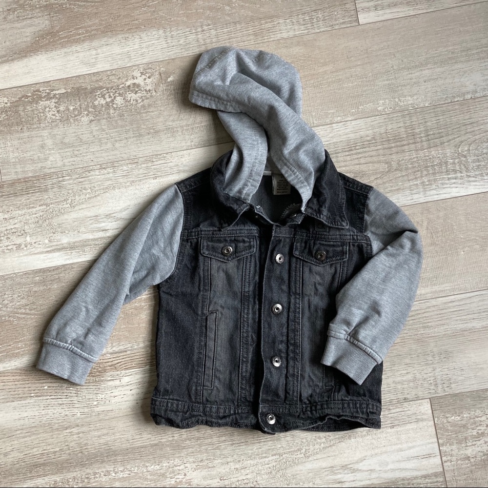 CK Black Denim Vest & Gray Hood & Long sleeves